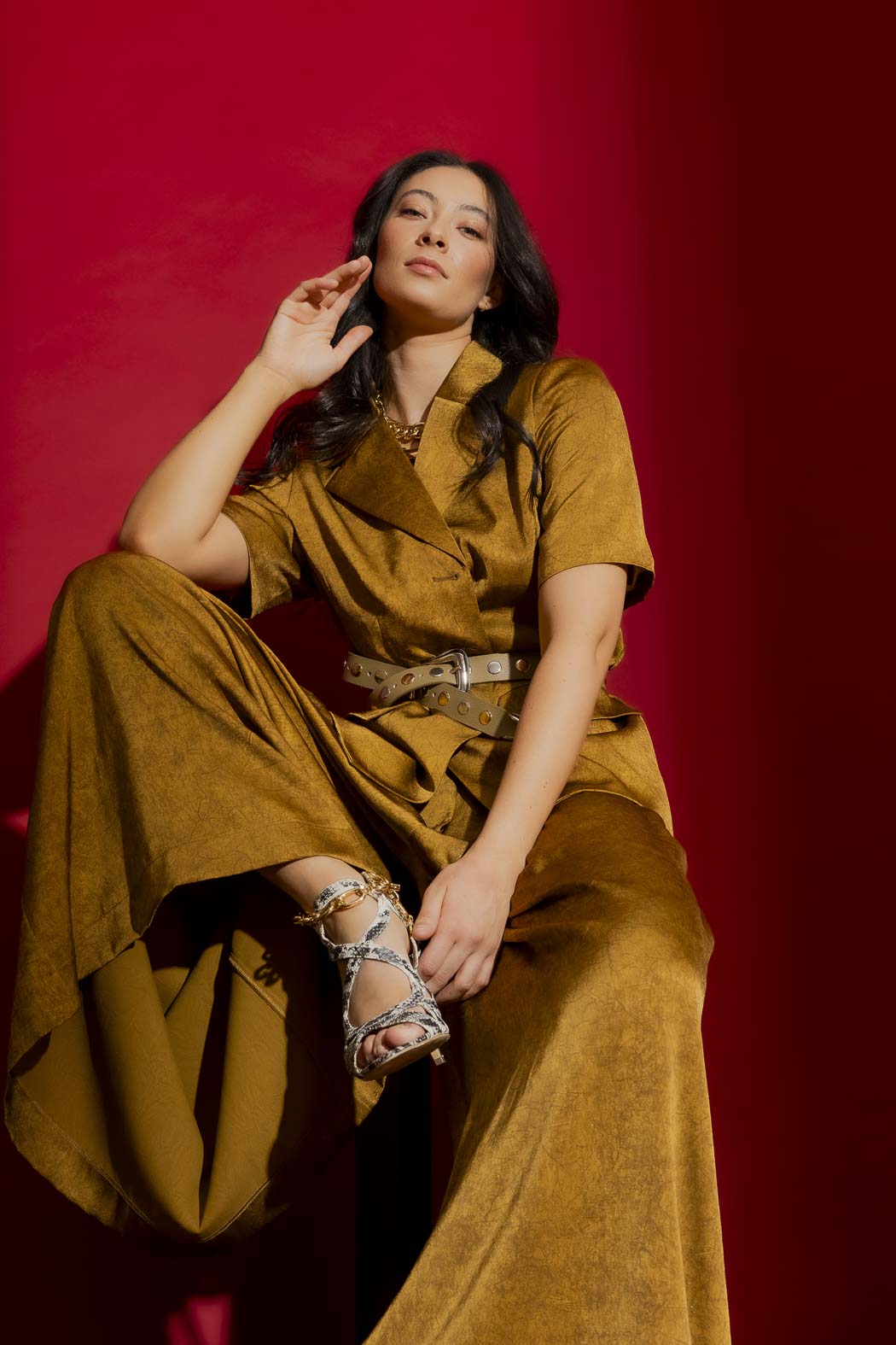 Gold Tailored Short Sleeved Blazer