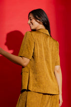 Gold Tailored Short Sleeved Blazer