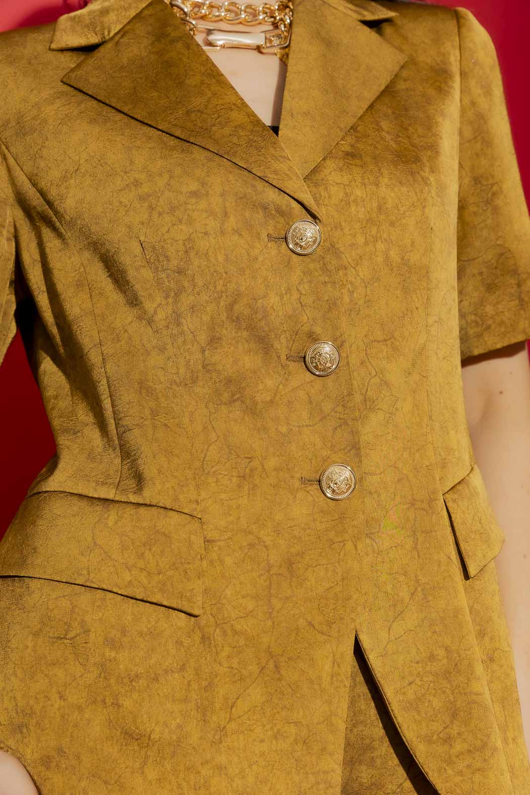 Gold Tailored Short Sleeved Blazer