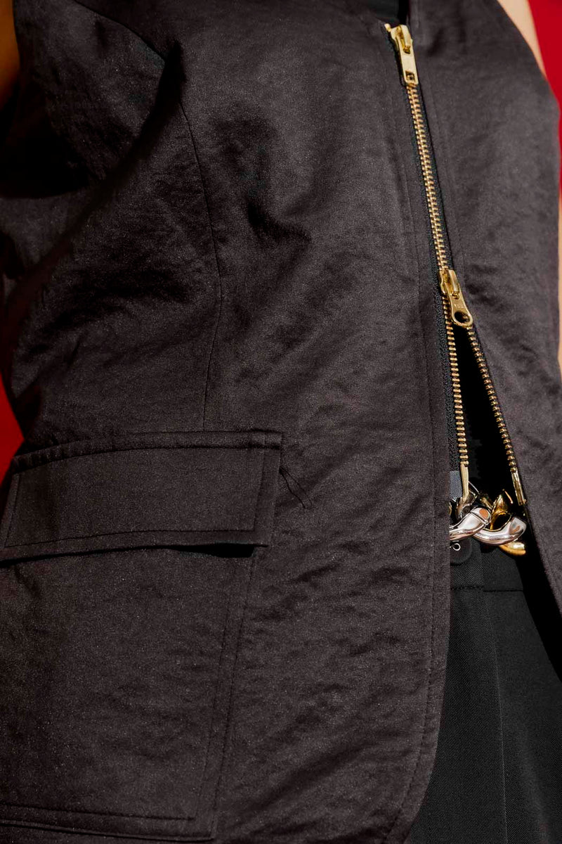 Black Zip Front Vest