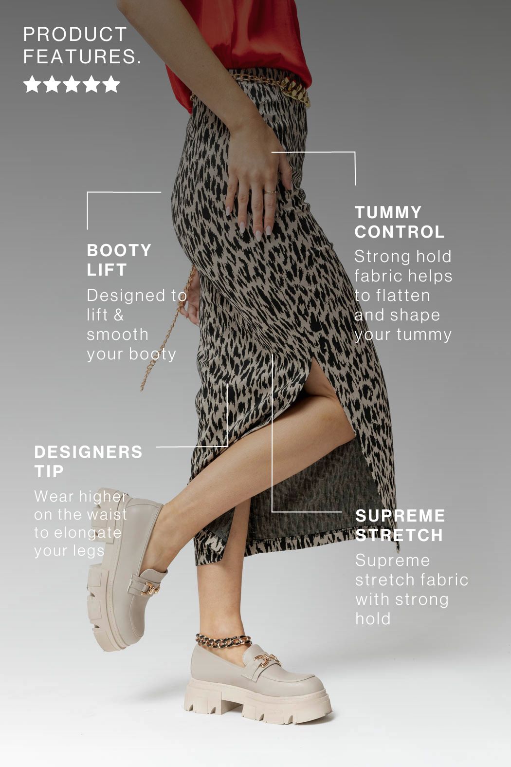 Black Animal Ponte Miracle Skirt