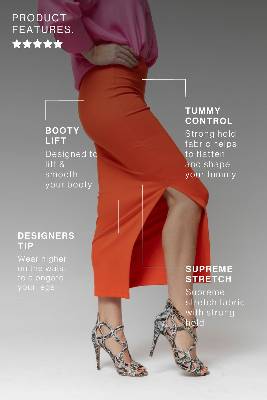 Orange Ponte Miracle Skirt