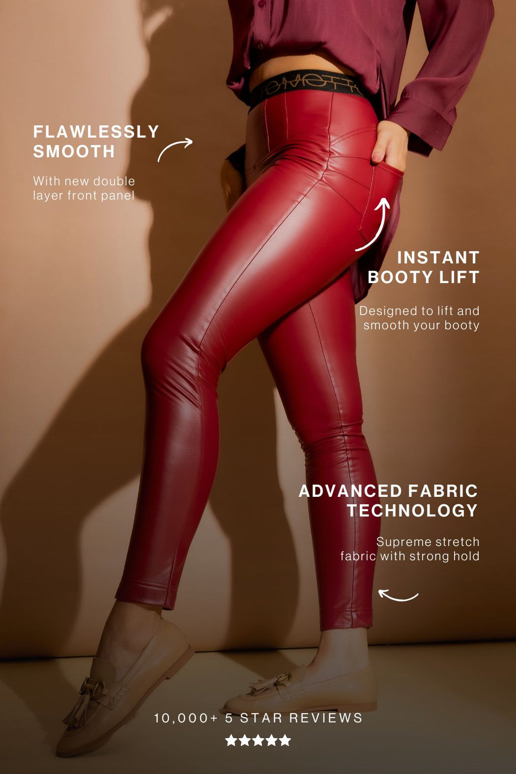Deep Red Croc Coated Miracle Pant