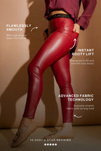 Deep Red Croc Coated Miracle Pant