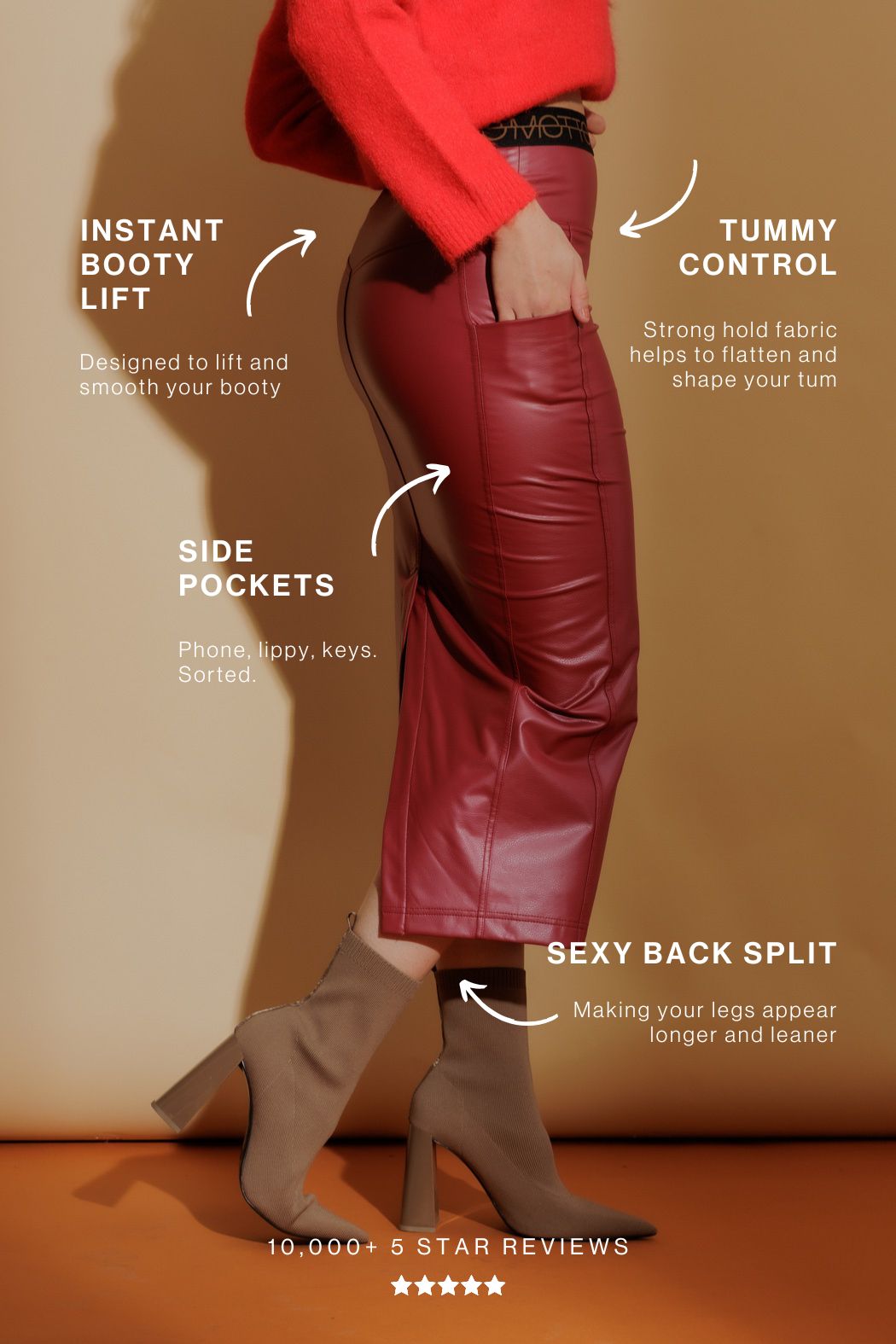 Red Coated Sport Miracle Skirt