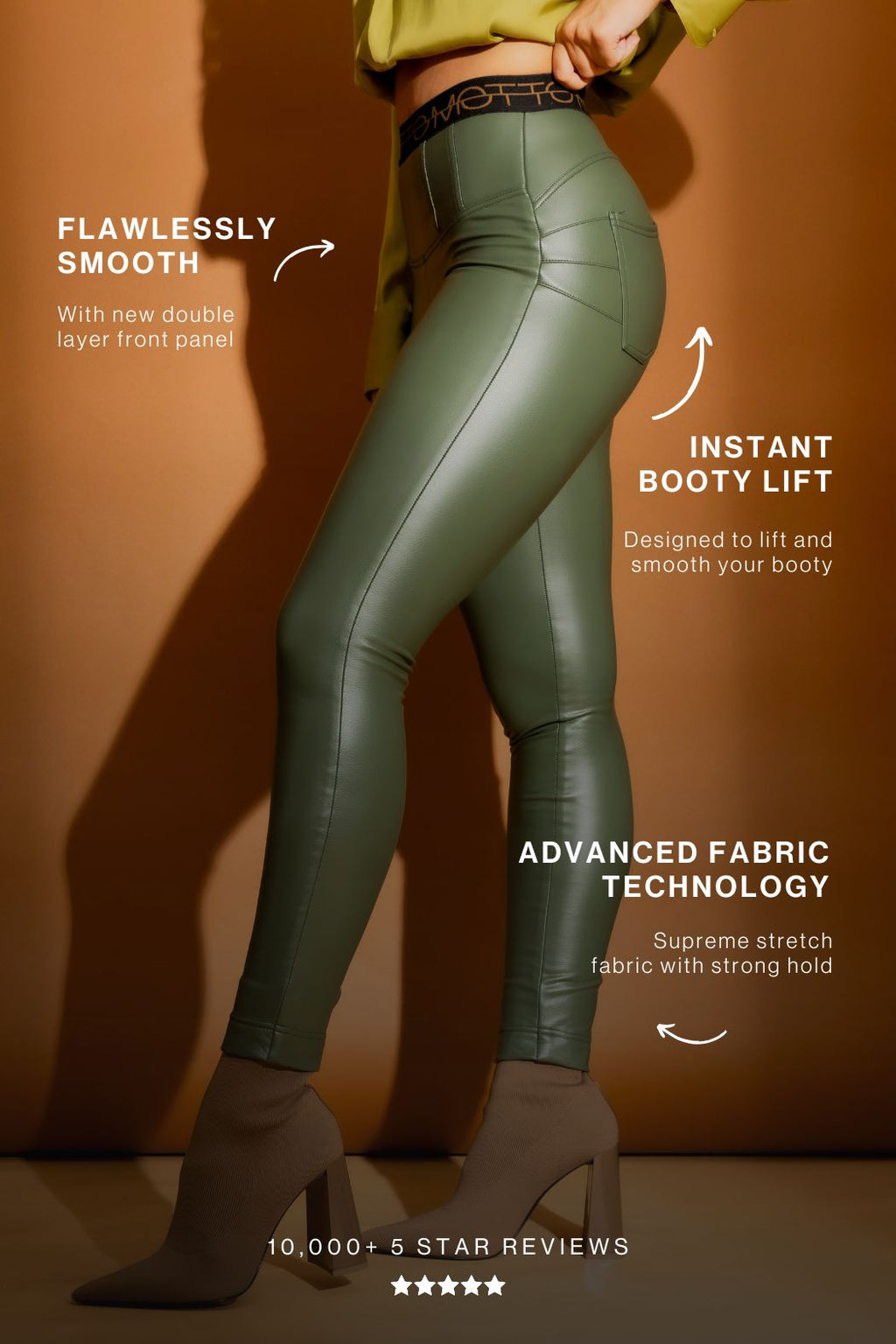 Olive Croc Coated Miracle Pant