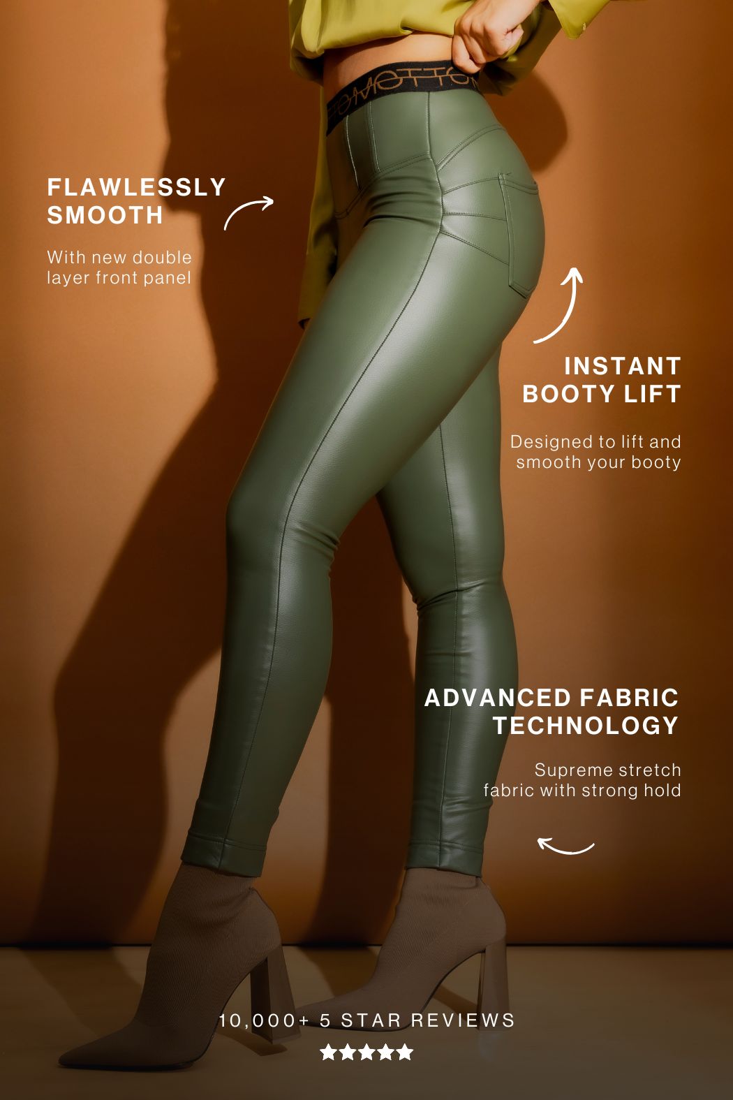 Olive Croc Coated Miracle Pant
