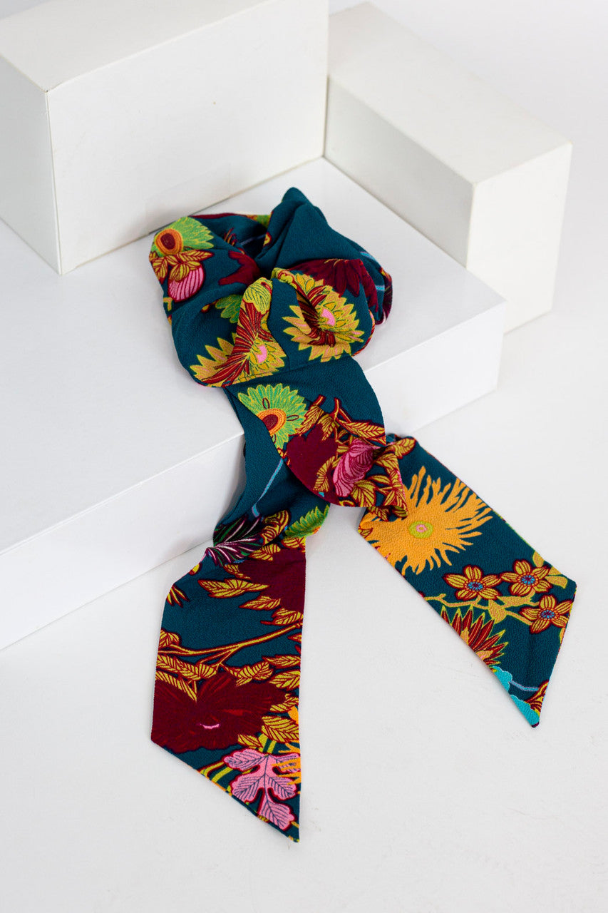 Green Floral Scrunchie
