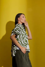 Khaki/White Crop Blake Shirt