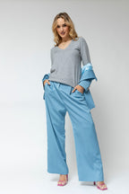 Sparkle V Neck Top In Grey