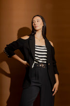 Black Cutout Shoulder Blazer