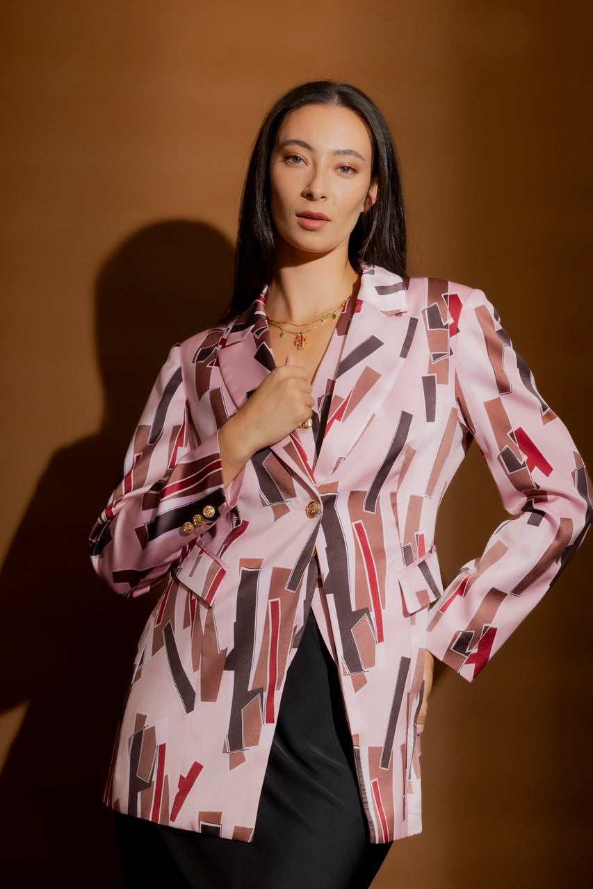 Pink Shapes Print Blazer Pink Shapes