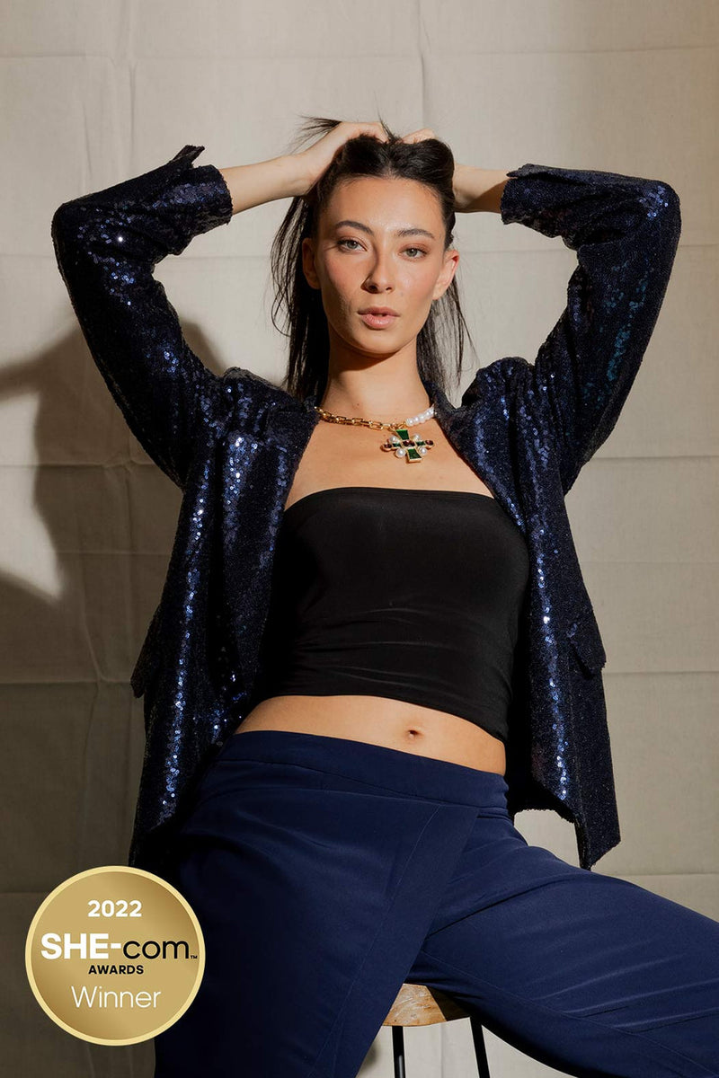 Navy Sequin Sisca Blazer