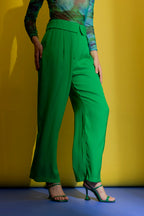 Green Silky Paperbag Pant