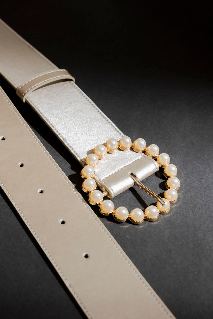 Pewter Pearl Buckle Belt Pewter S/M