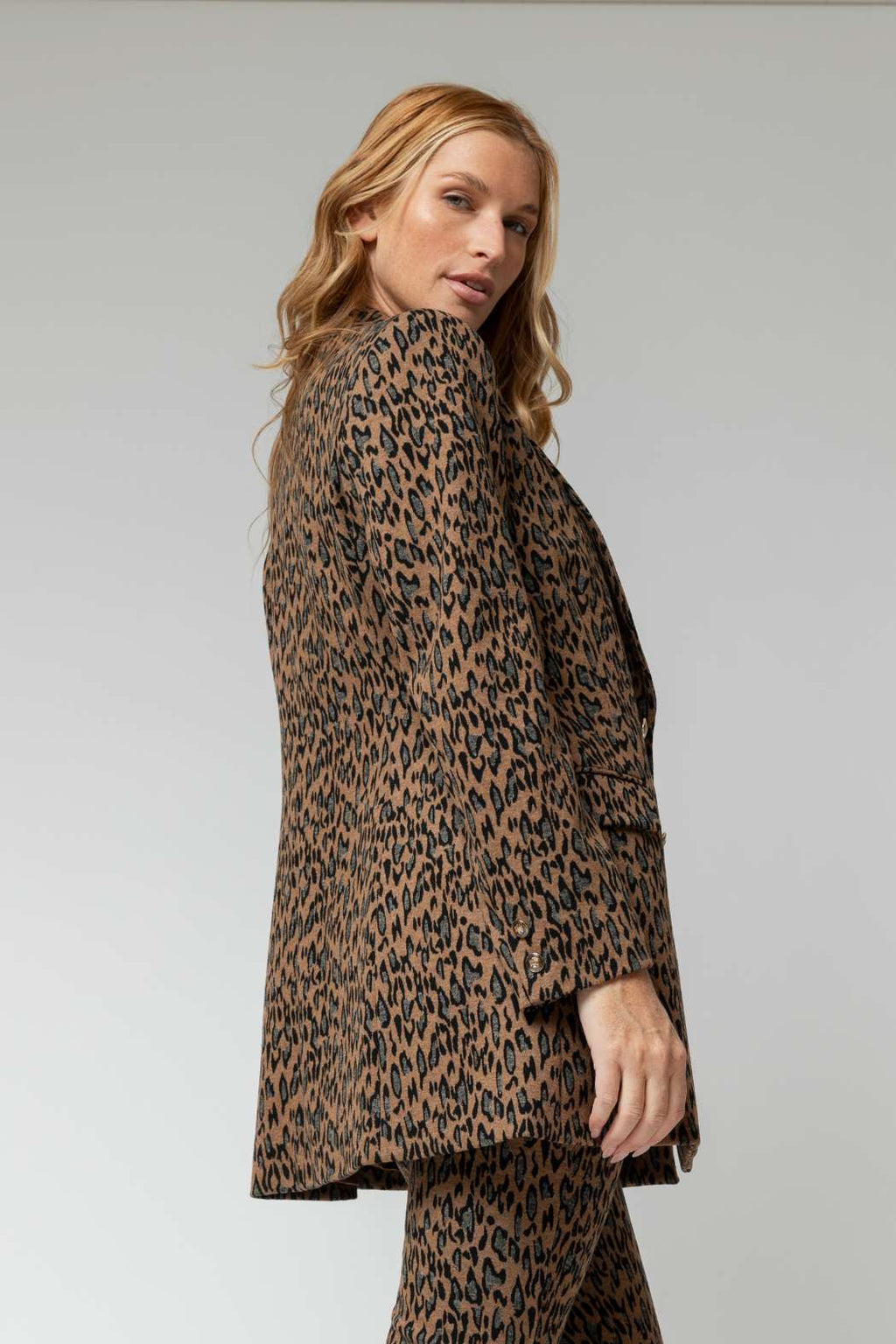 Tan Animal Classic Double Breasted Blazer