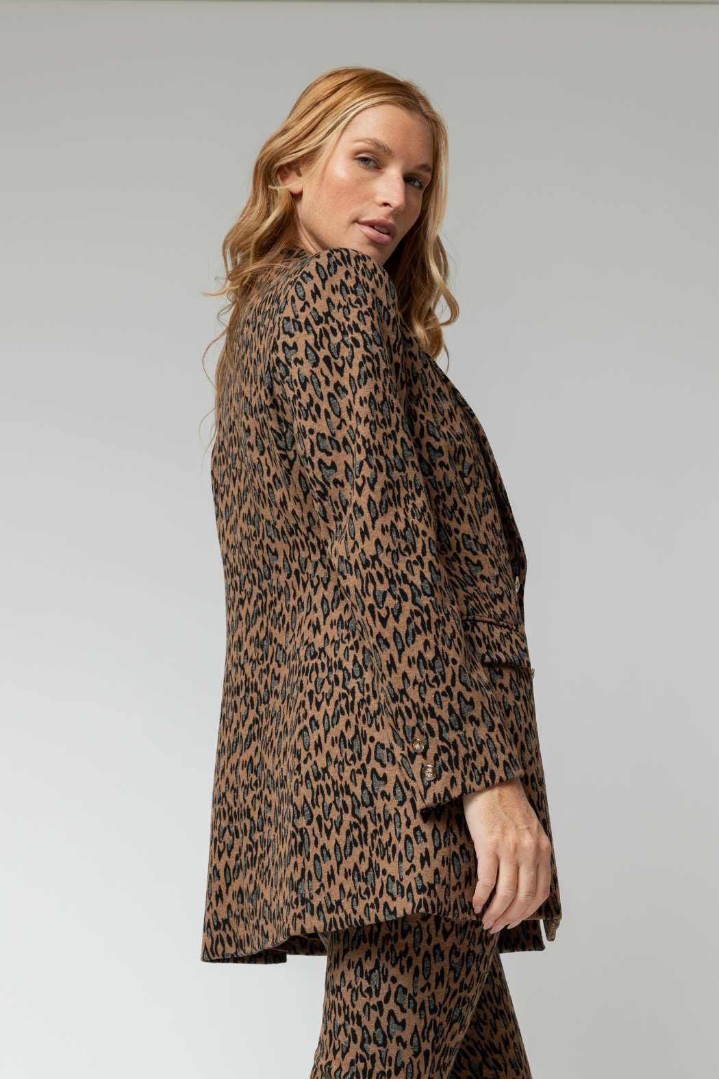 Tan Animal Classic Double Breasted Blazer