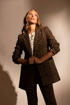 Tan Animal Classic Double Breasted Blazer