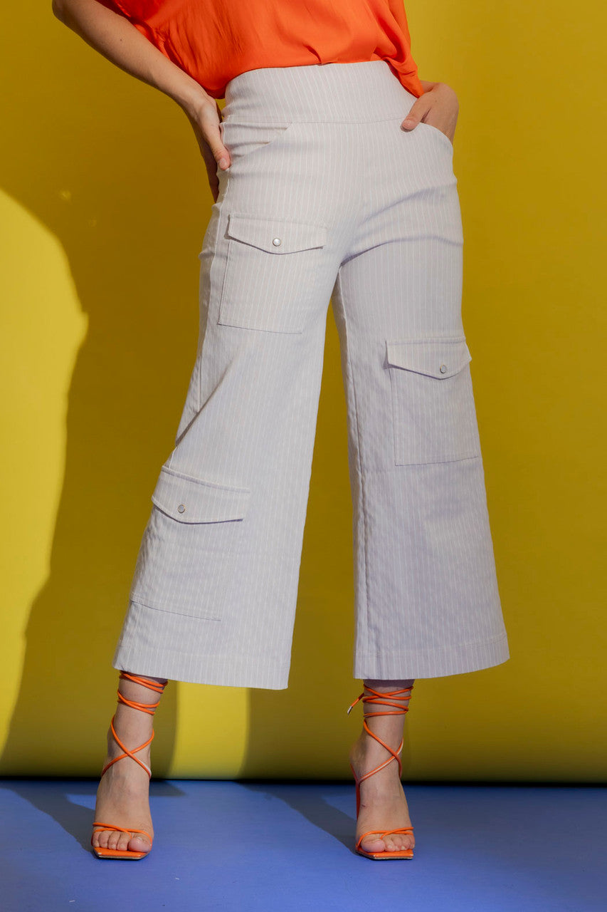 Beige Stripe Cargo Jet Culotte Beige Stripe
