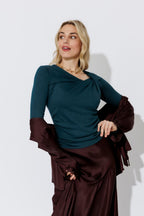 Teal Fine Knit Twist Top