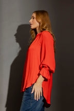 Red Ruffle Blogger Shirt