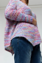 Lilac Speckle Fluffy V Neck Jumper
