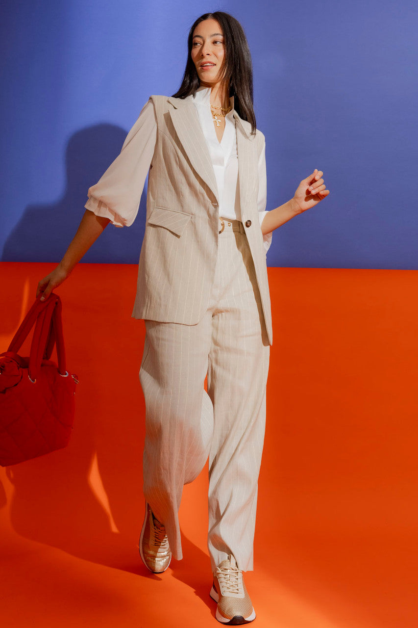 Natural Stripe Linen Cleo Pant