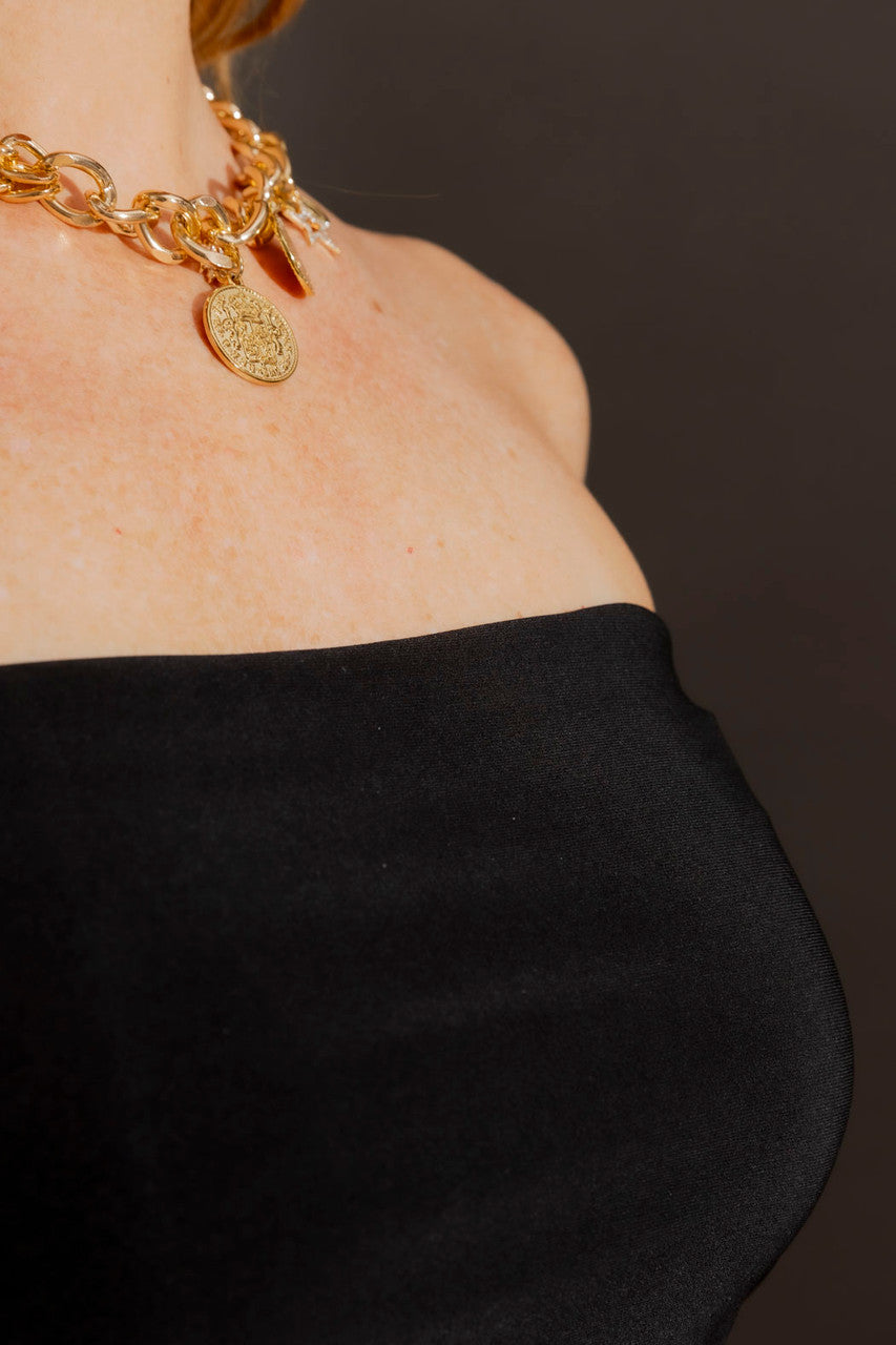 Black Double Layer Bustier Tube