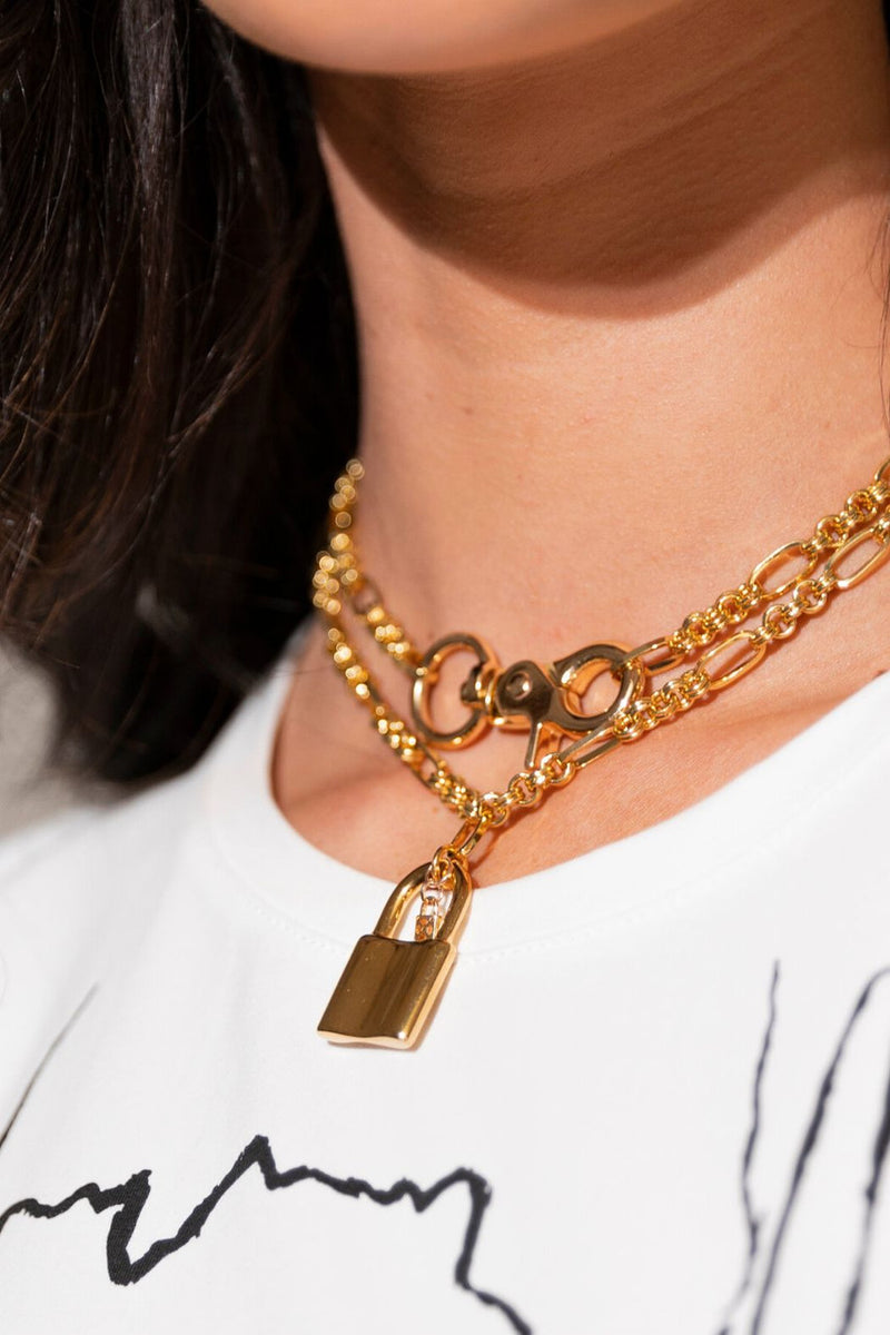 Long Gold Plated Chain Padlock S