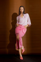 Pink/White Animal Femme Blogger Shirt Pink Animal