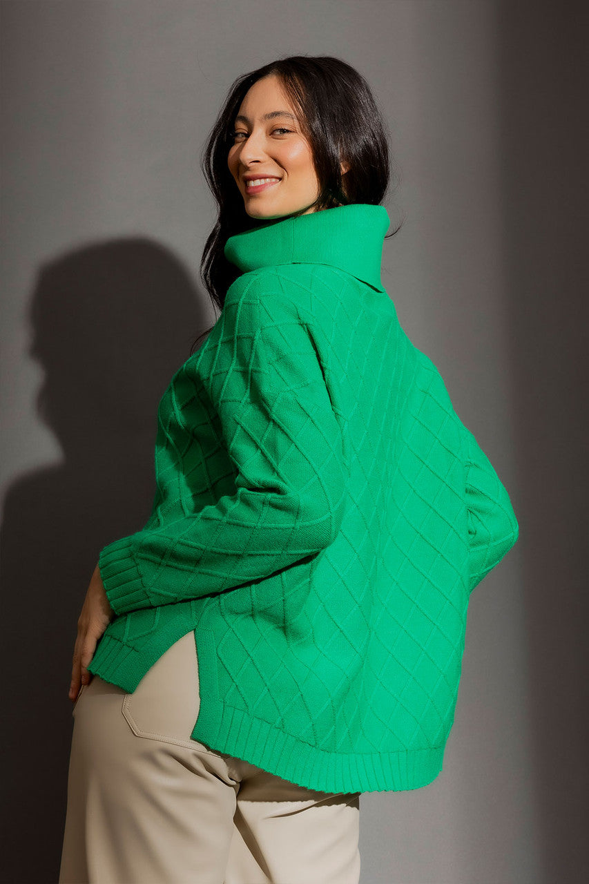 Jade Diamond Cowl Neck Jumper Jade S/M