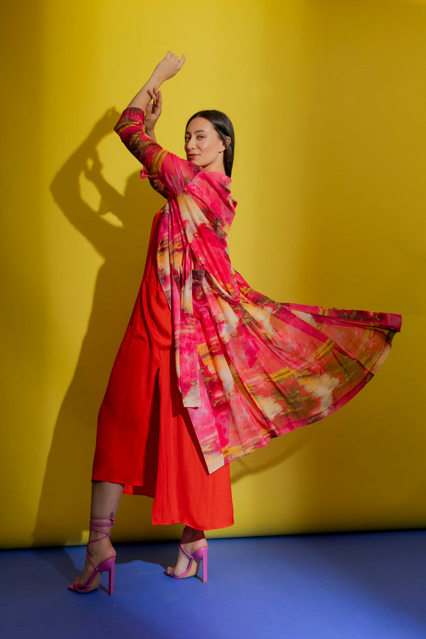 Pink Mesh Trench Coat