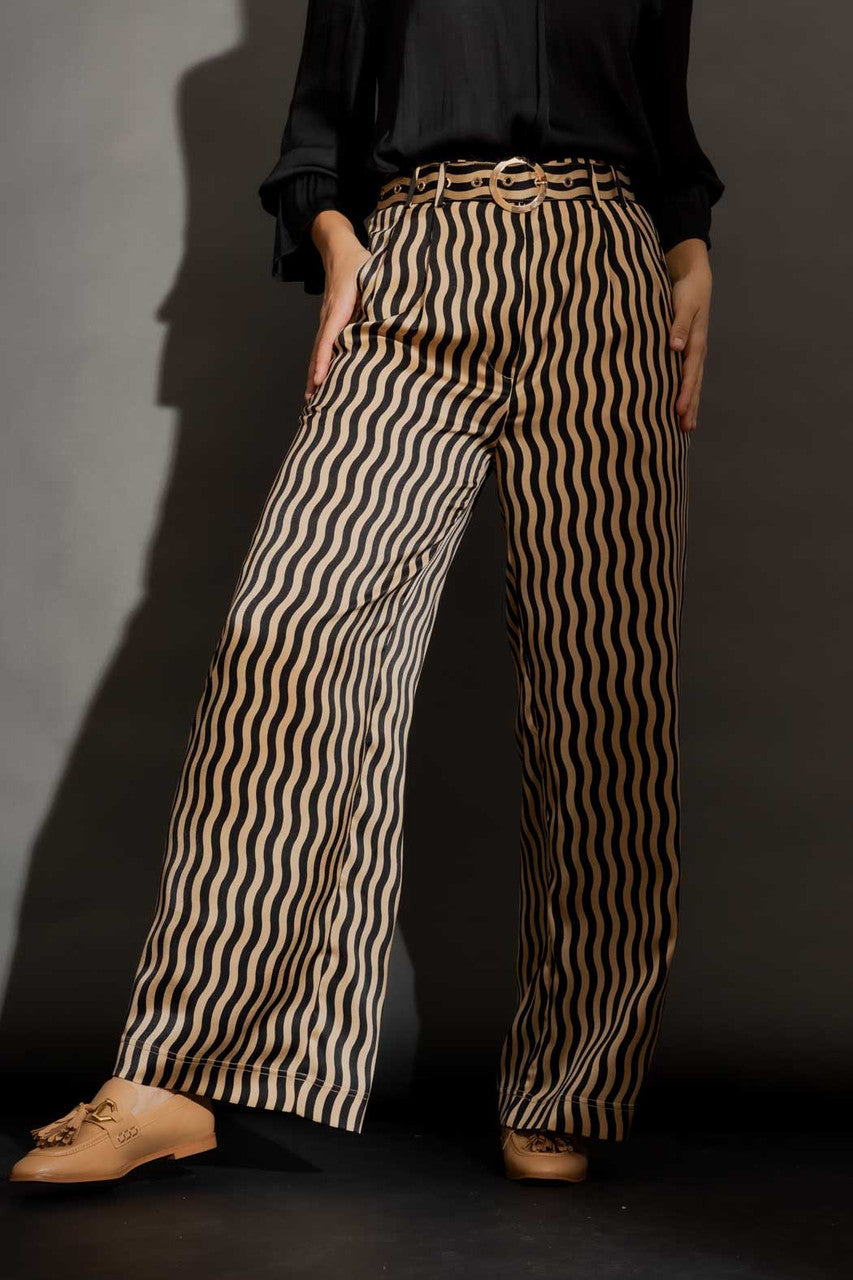 Beige/Black Wave Cleo Pant Beige/Black Wave