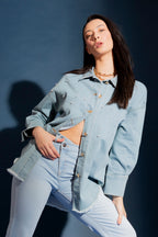 Light Denim Pearl Stud Jacket