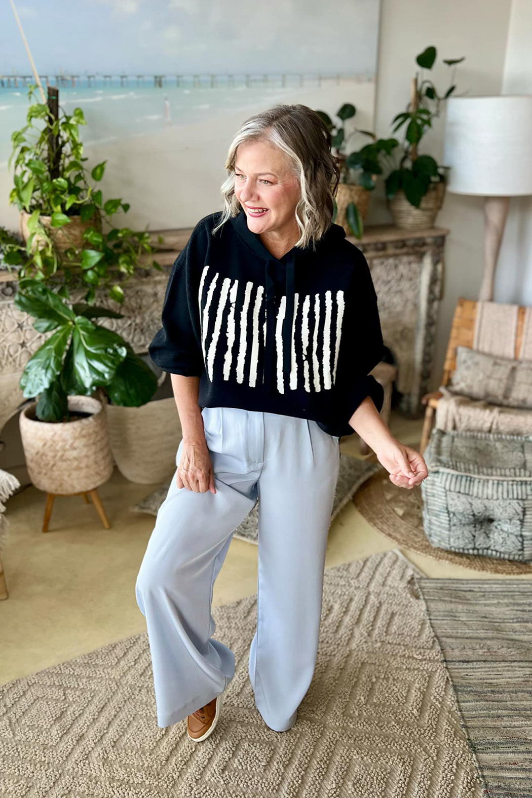 Black Lines Hoodie Black S