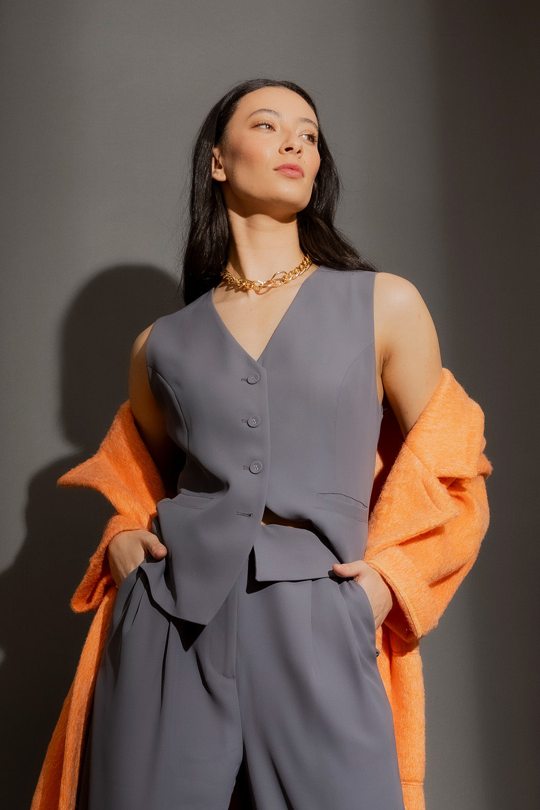 Smoke Euro Lace Up Vest