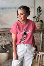 Pink Washed T-Shirt with Sequin Dancer Print