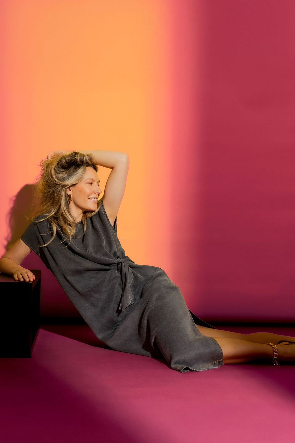 Washed Black Tencel Denim Harlow Dress Washed Black