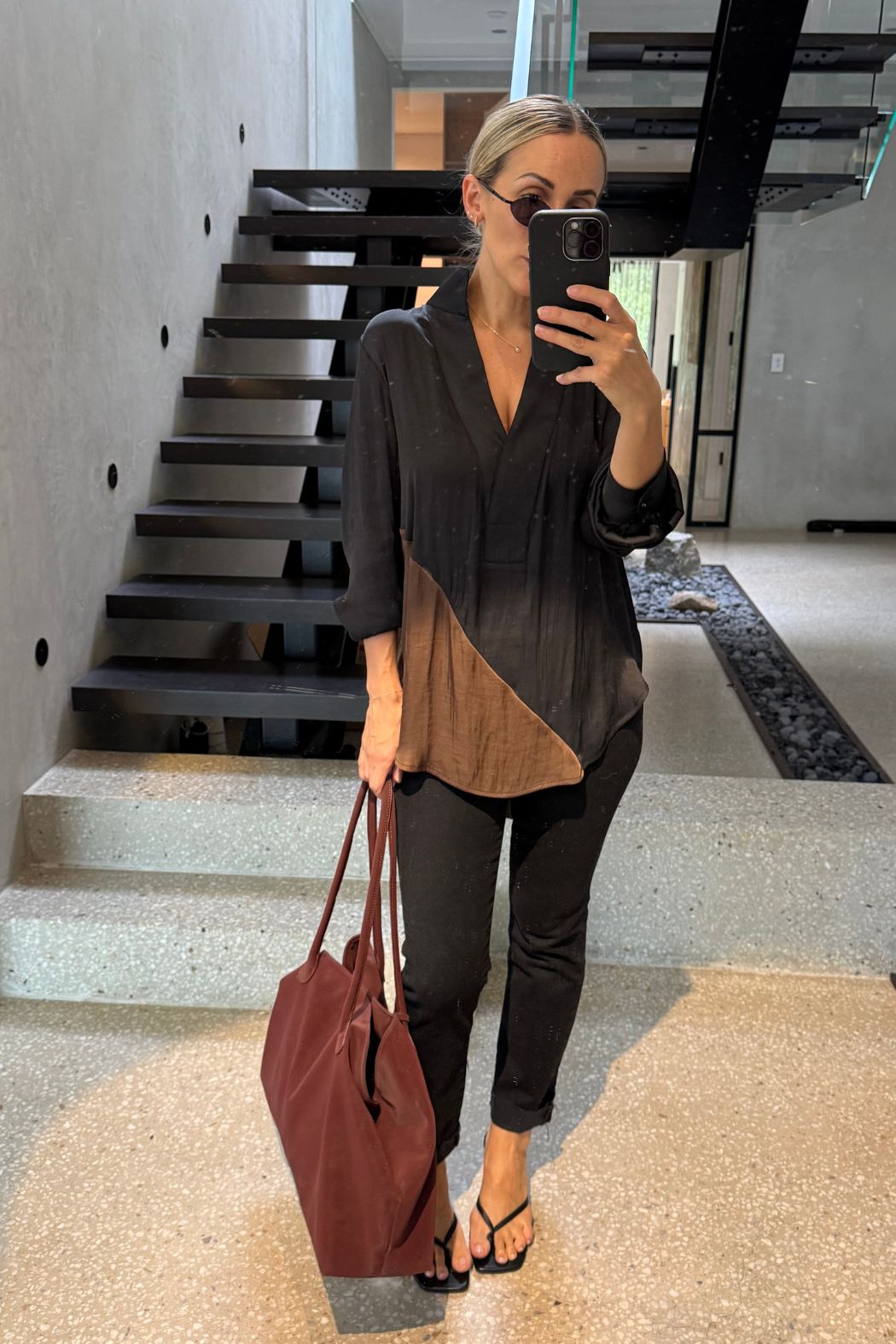 Black Spliced Milan Blogger Shirt