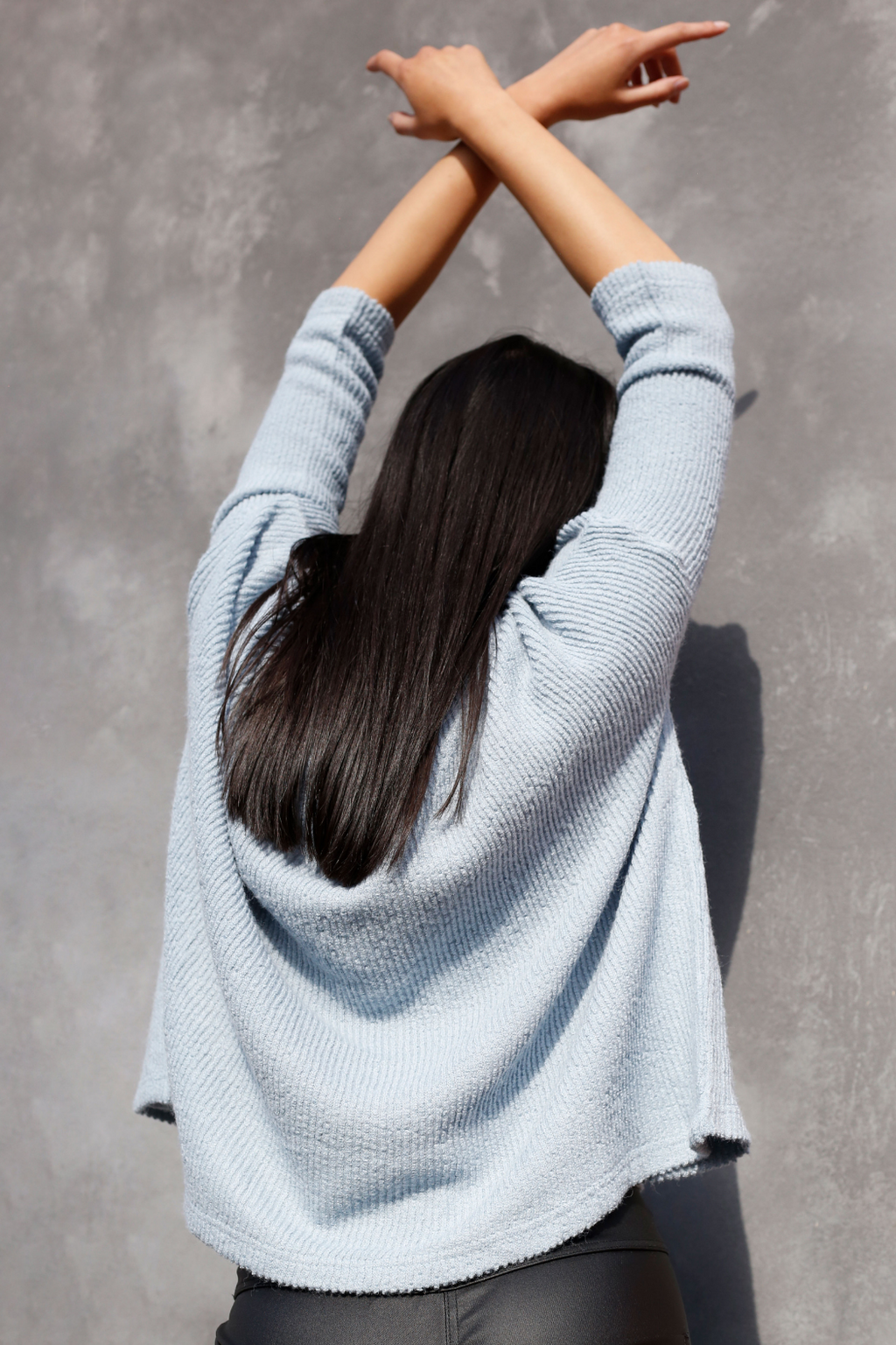 Pale Blue Mod Rib Crew Jumper