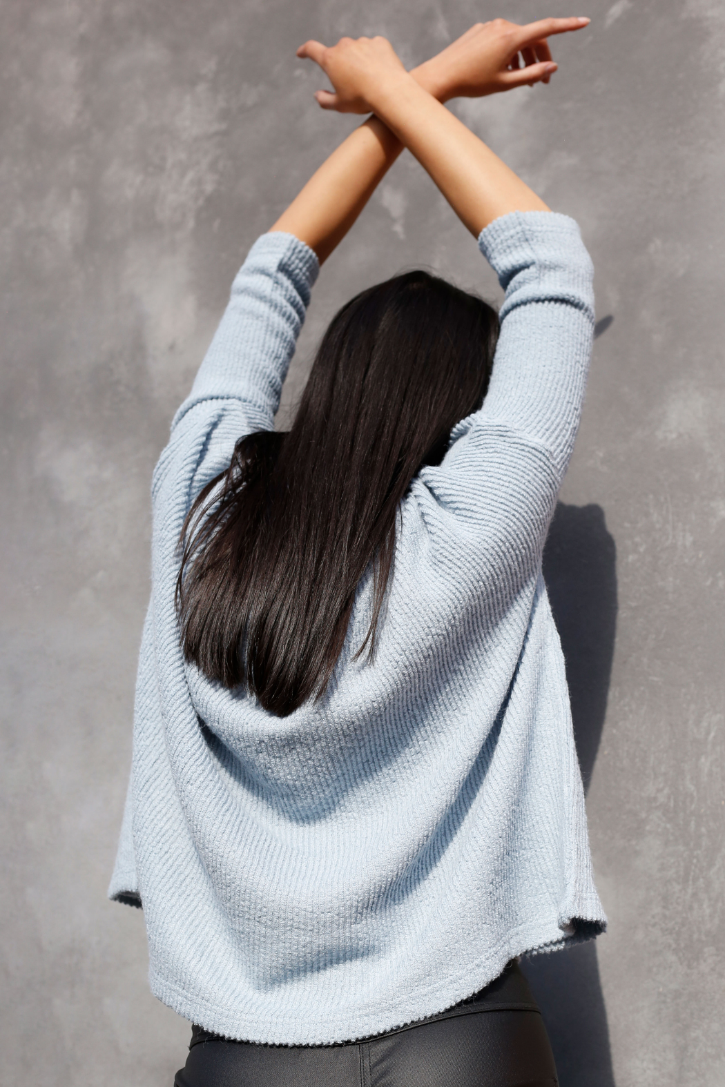 Pale Blue Mod Rib Crew Jumper