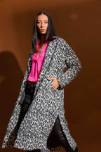 White Black Animal Zip Coat