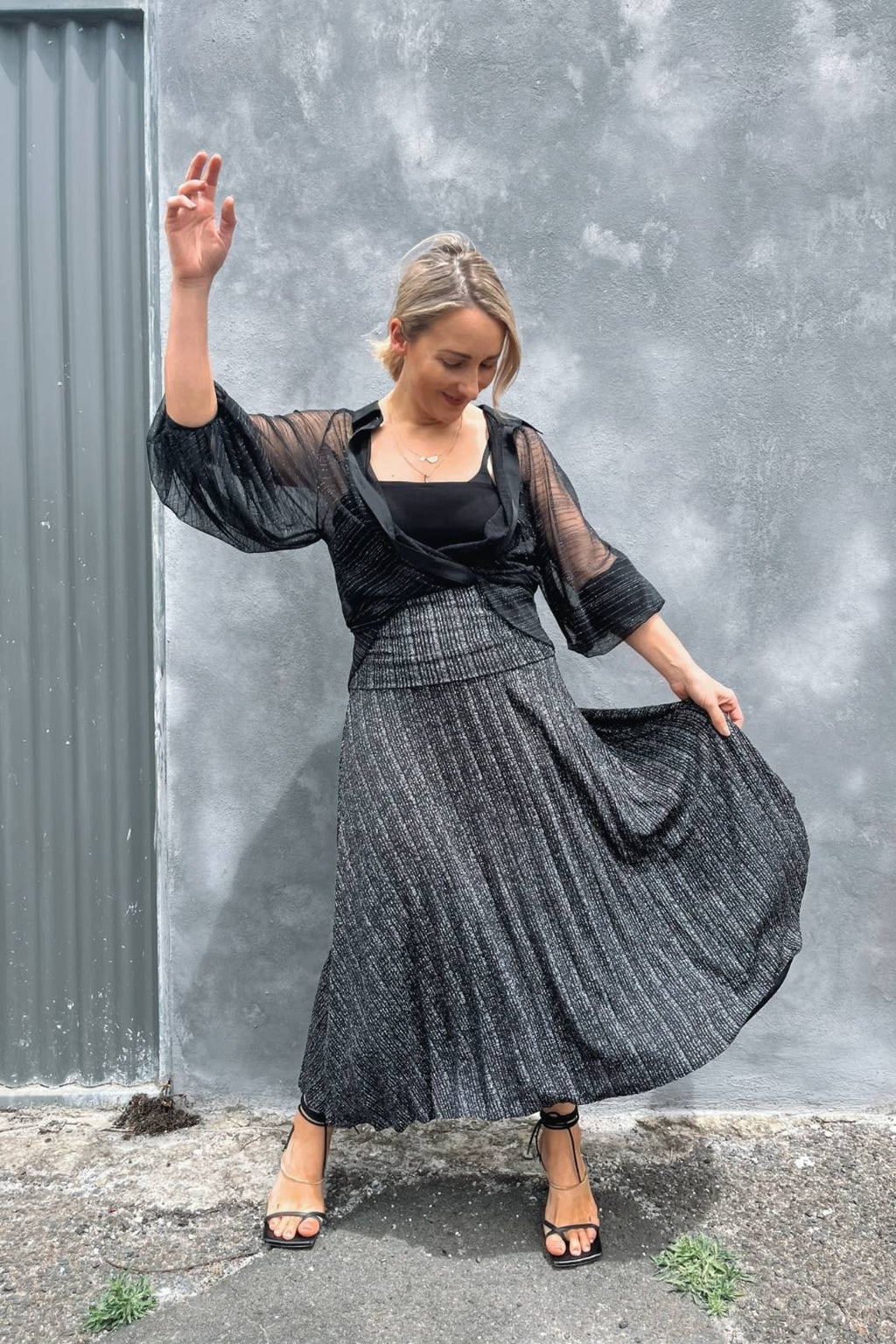 Glitter Stripe Mesh Ella Shirt