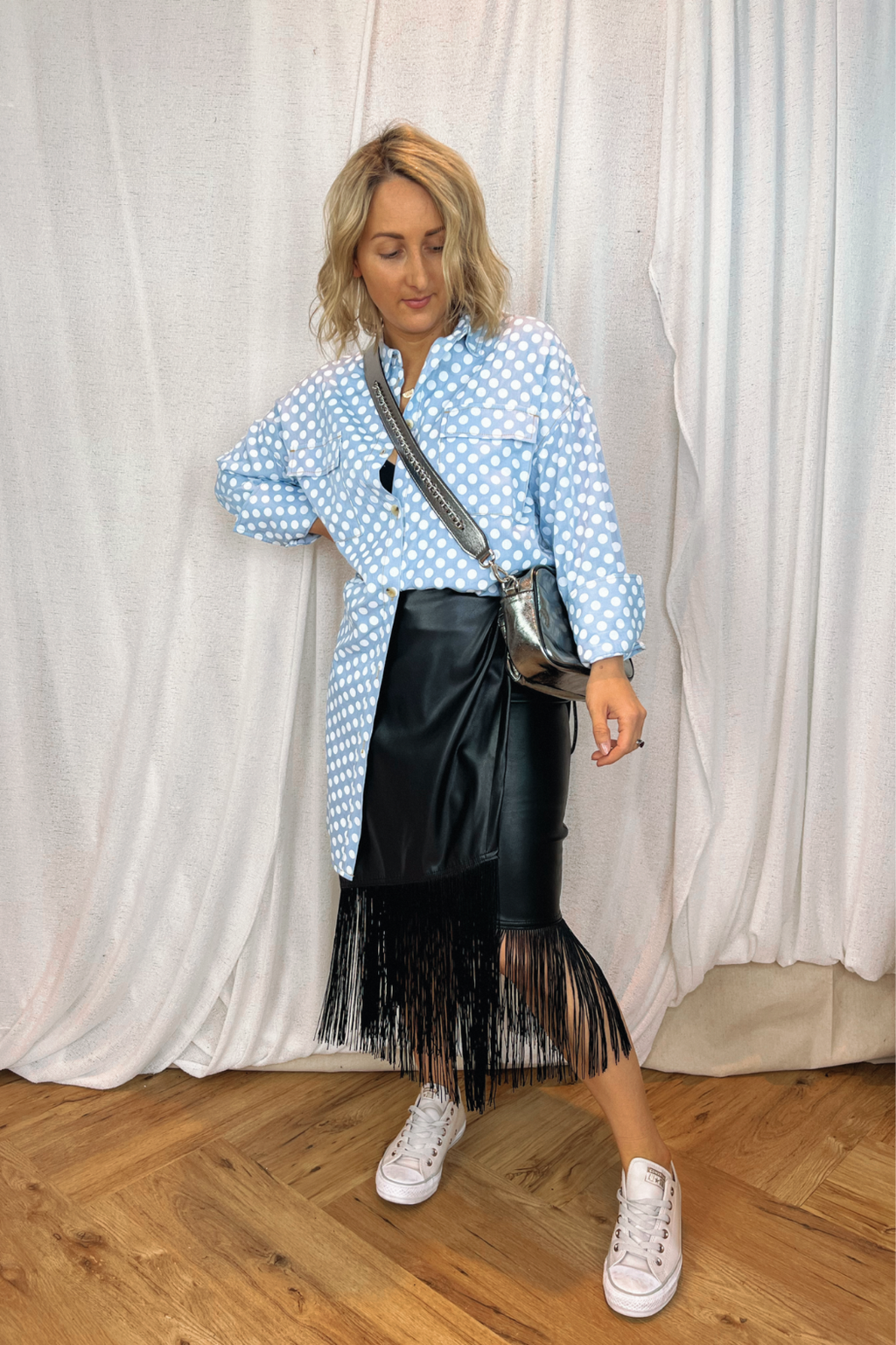 White Spot Chambray Shacket - SALE