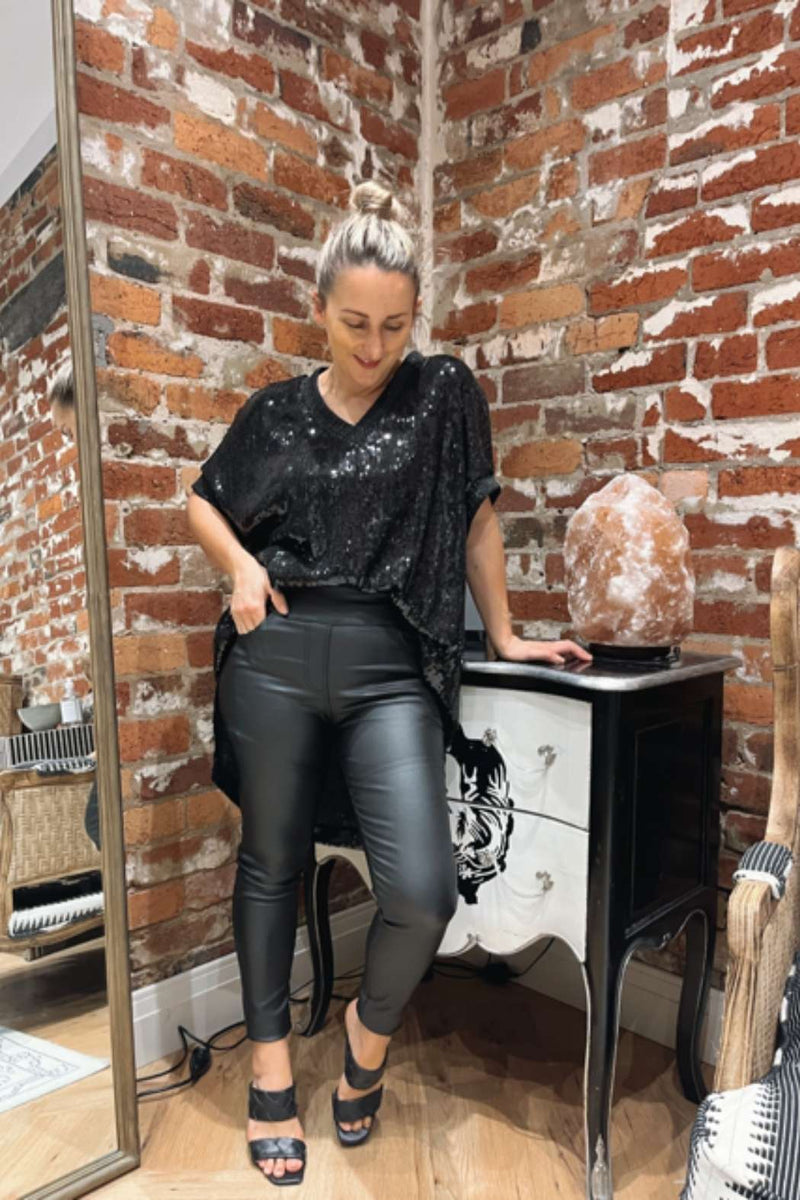 Black Sequin Maxi Top - SALE