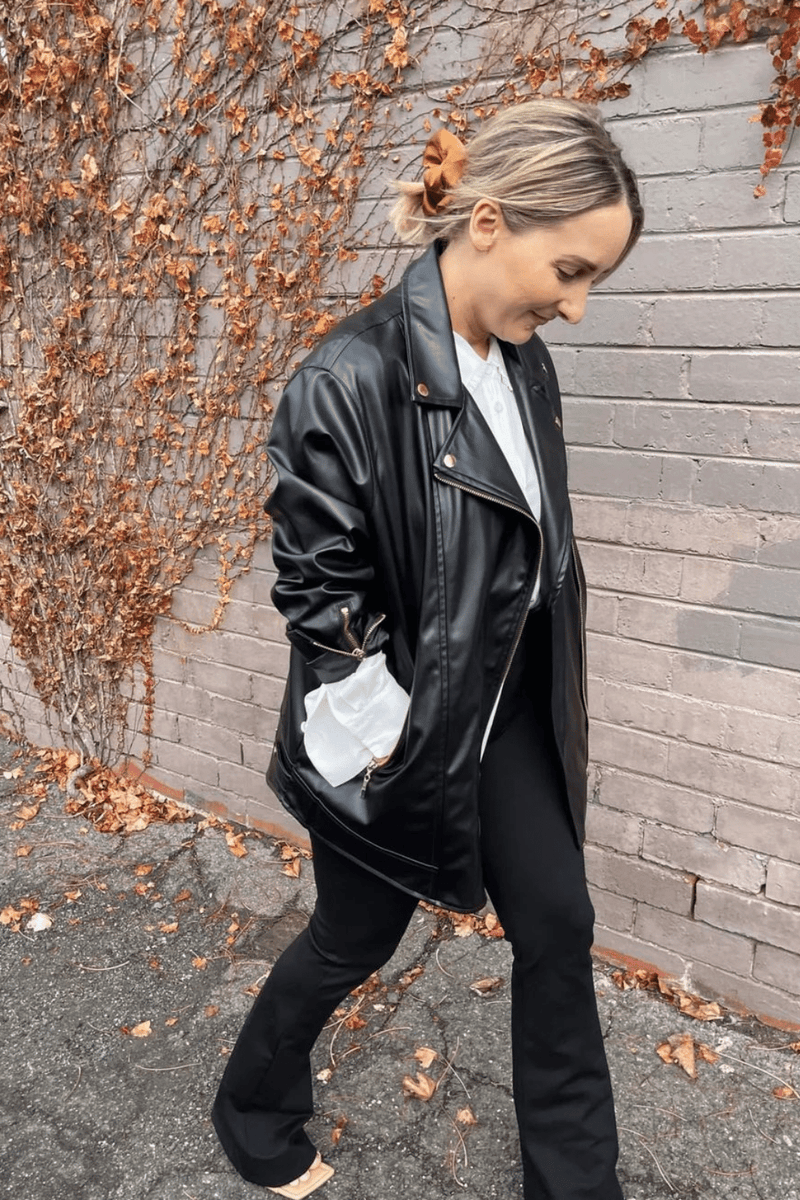 Black Biker Jacket - Vegan Leather - SALE