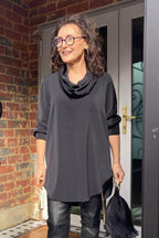 Black Soft Touch Drape Blouse - SALE