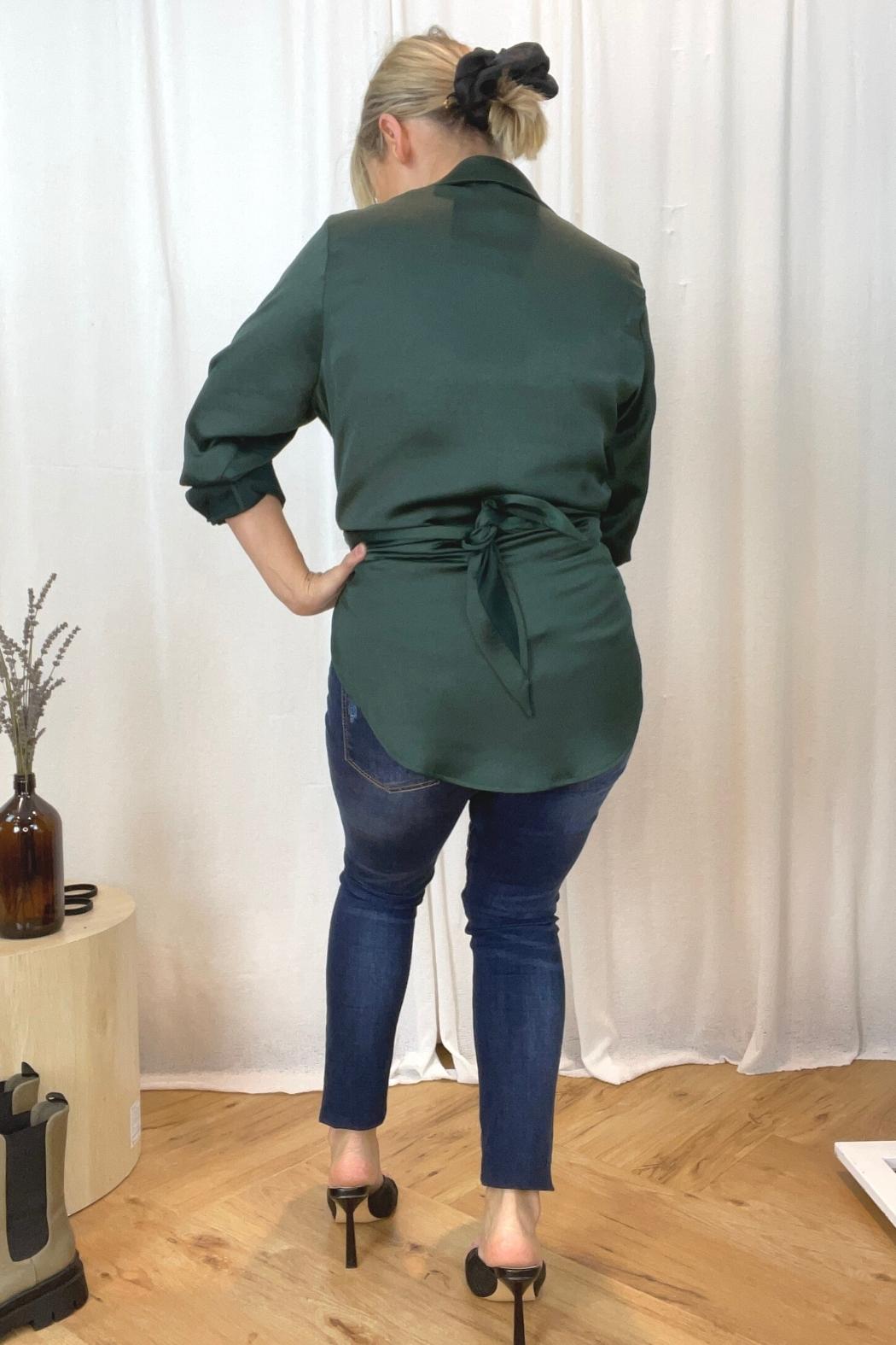Teal Satin Zhoush Shirt - FINAL SALE