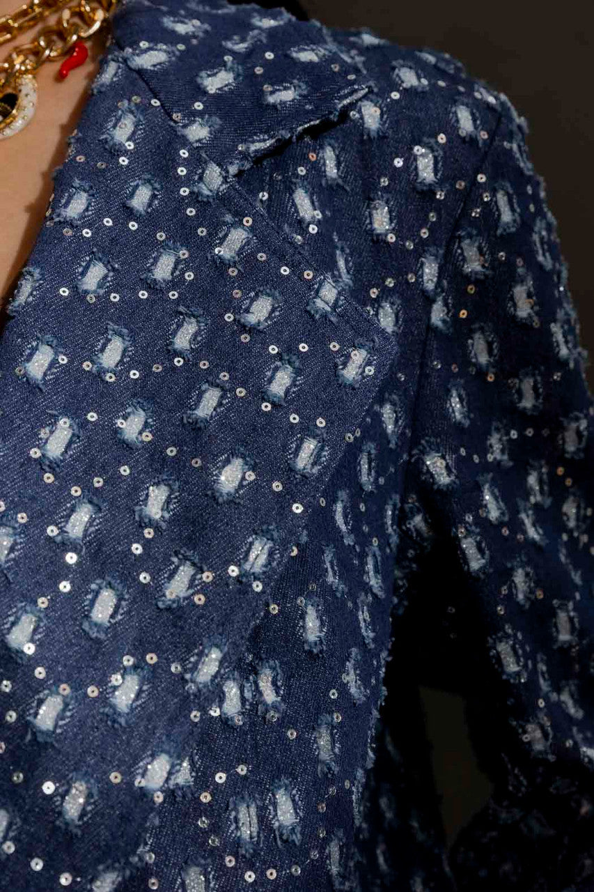 Dark Denim Sequin Jacket Dark Denim