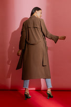 Coffee Shimmer Trench Coat